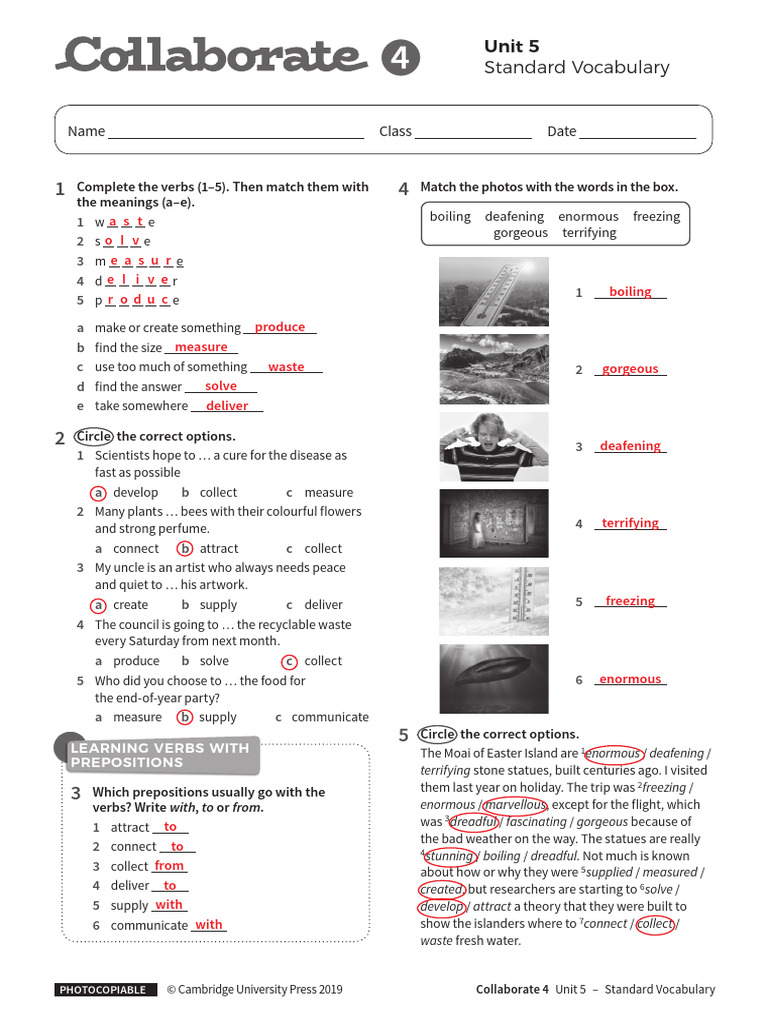 Unit 5 Vocabulary Practice Guide | PDF | Grammar | Linguistics