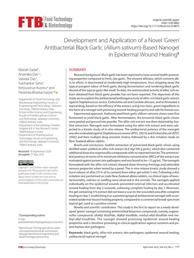 Green Antibacterial Nanogel for Wound Healing | PDF | Thin Layer ...