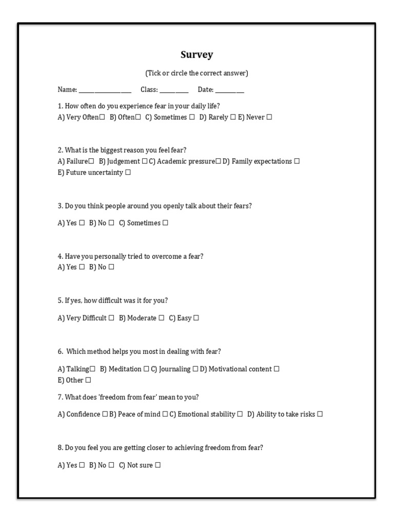 Fear Experience and Coping Survey | PDF