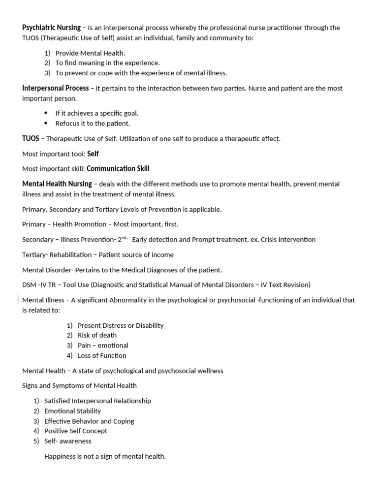 Understanding Psychiatric Nursing Principles | PDF | Mental Disorder ...