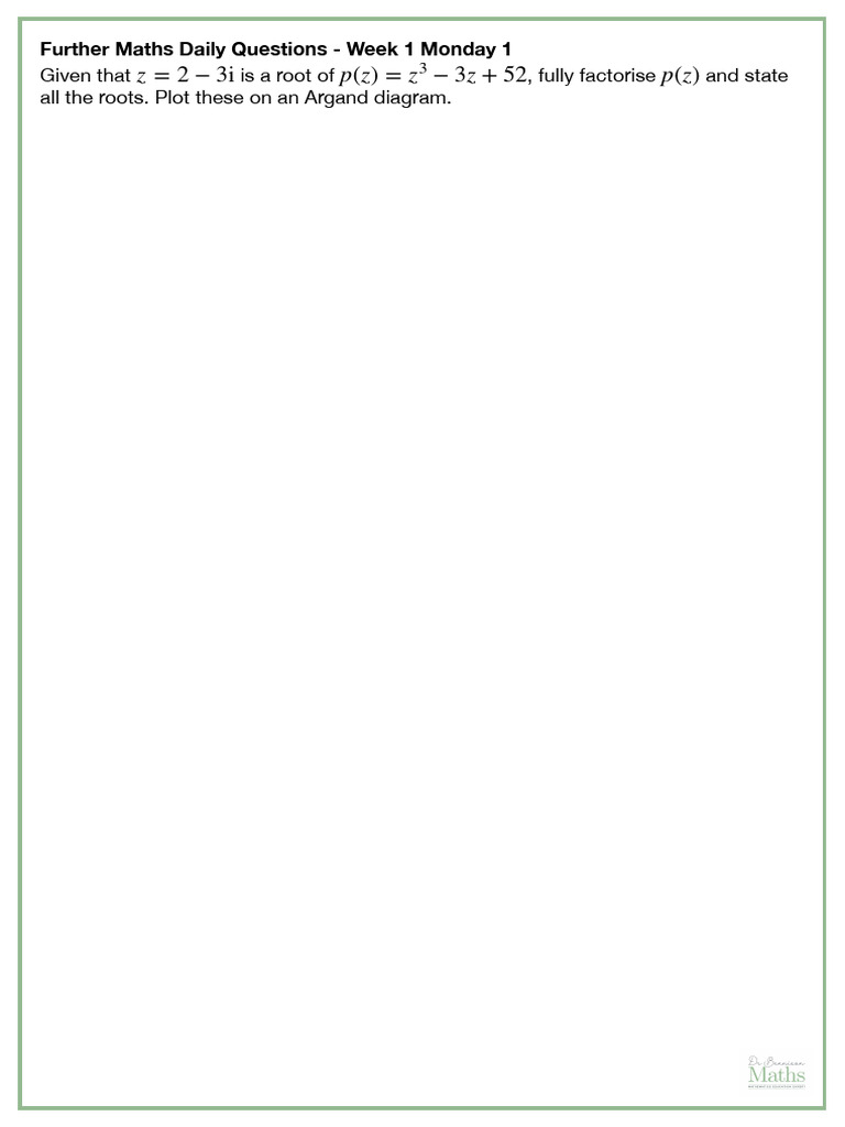 Further Maths Questions Week 1 | PDF | Matrix (Mathematics ...