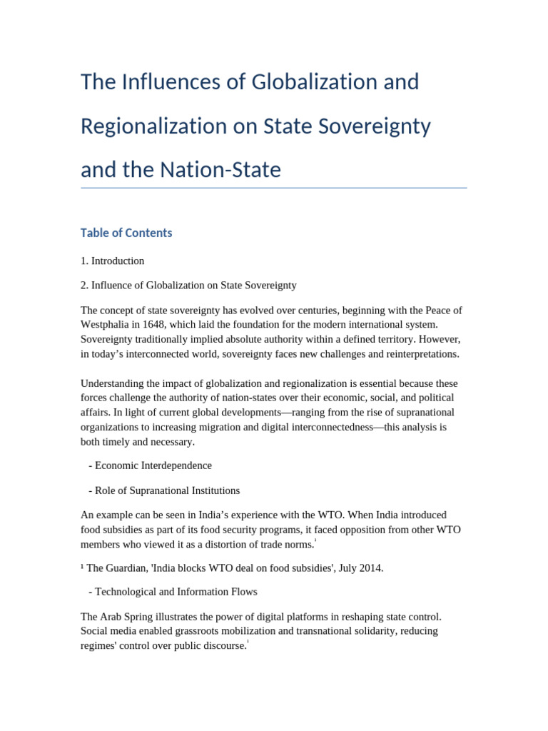 Globalization's Impact on State Sovereignty | PDF | Globalization ...