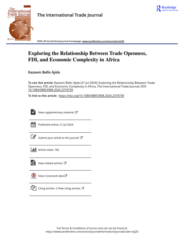 Exploring The Relationship Between Trade Openness FDI and Economic ...