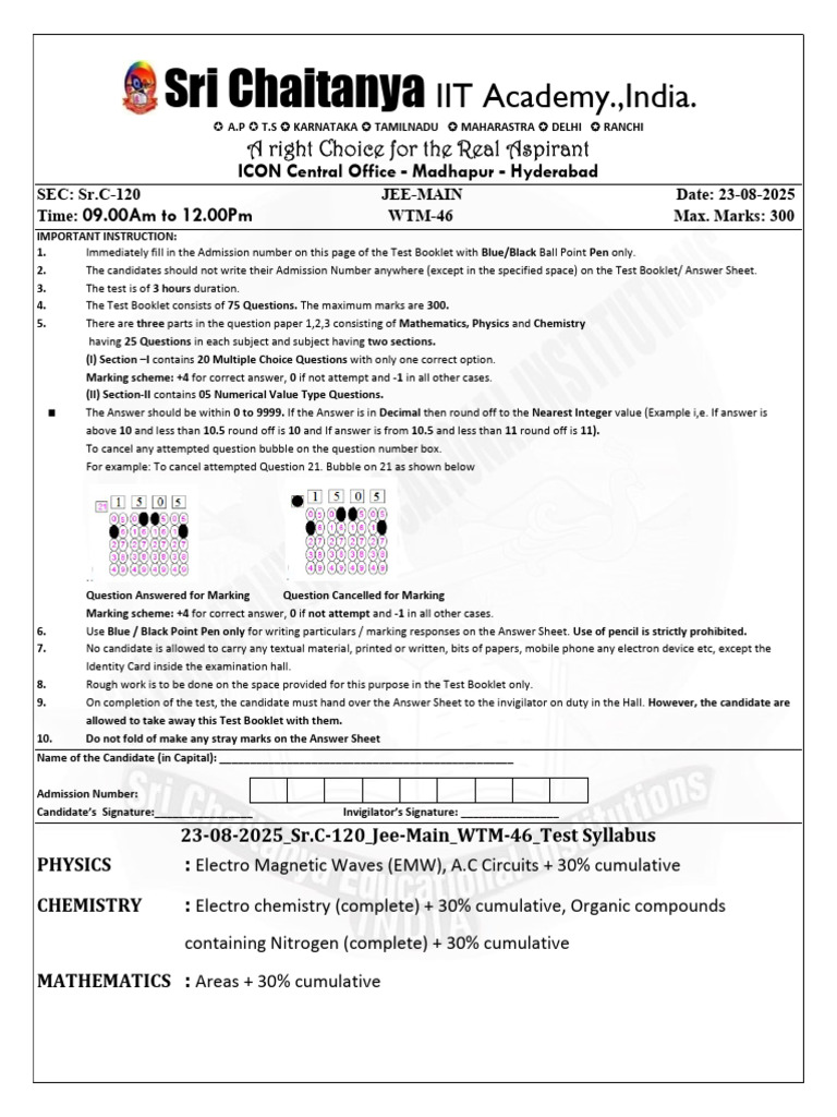 JEE-Main 2025 Exam Instructions & Syllabus | PDF | Inductor ...