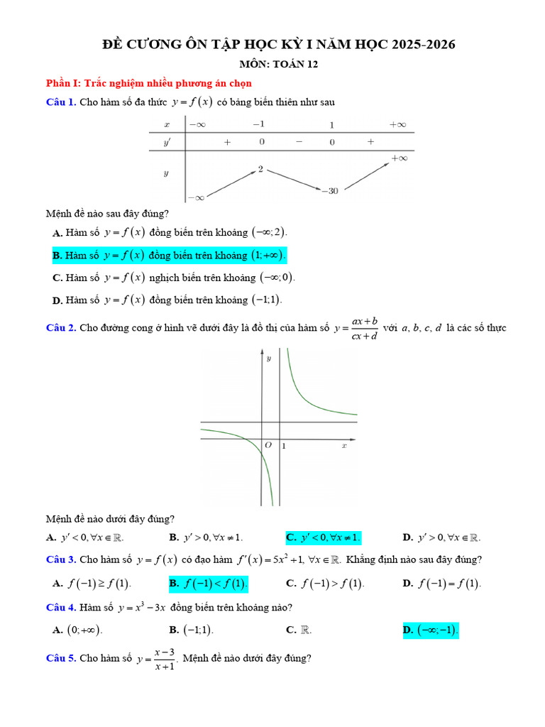 De Cuong On Tap Cuoi Ky 1 t12 Nam 25 26 GV | PDF