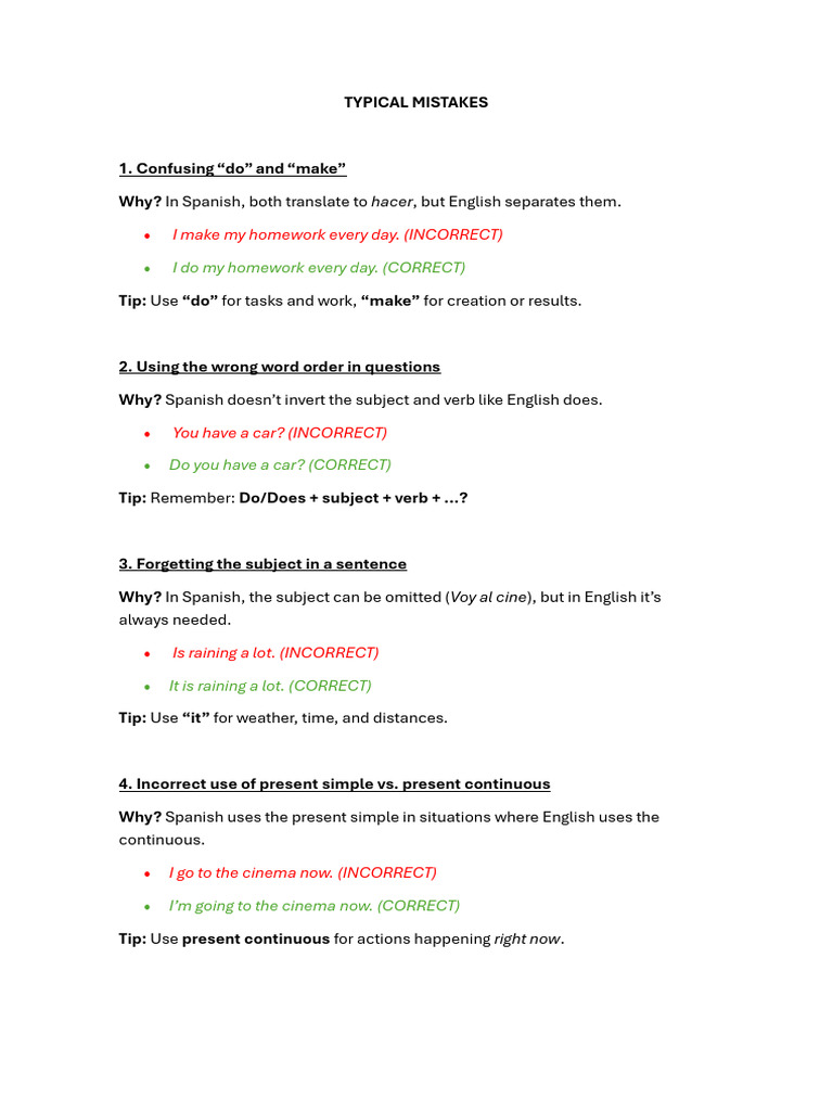 Typical Mistakes | PDF | Adjective | Grammatical Number