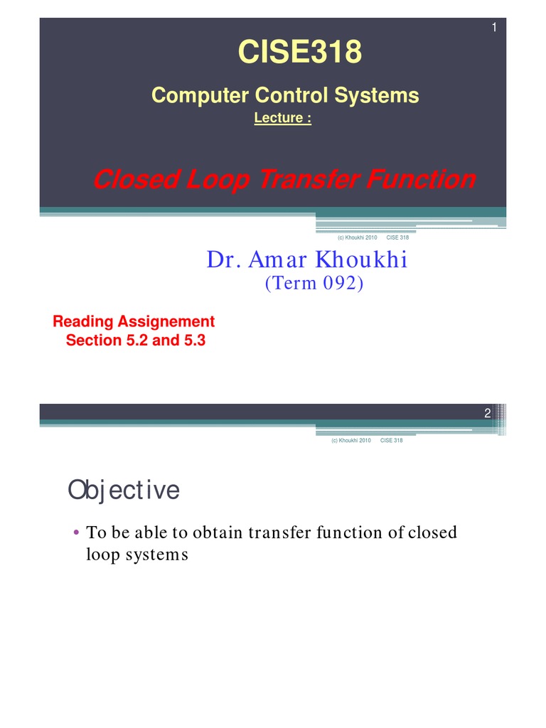 Closed Loop Transfer Function Guide | PDF