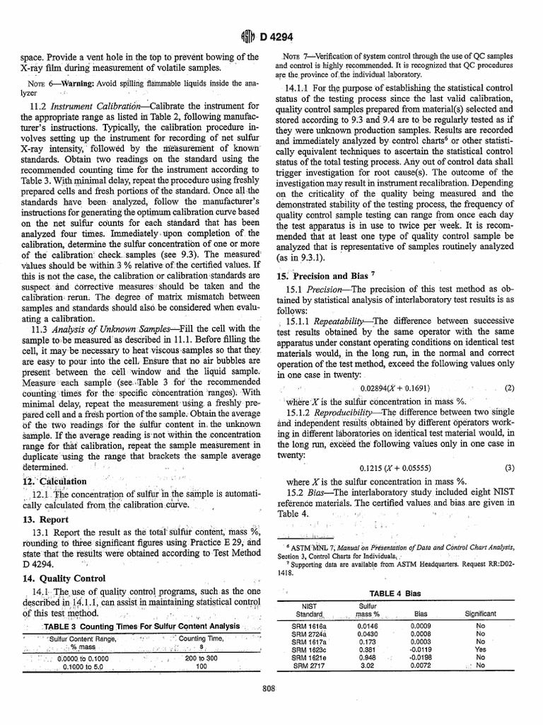 Astm d4294 1998-6 | PDF