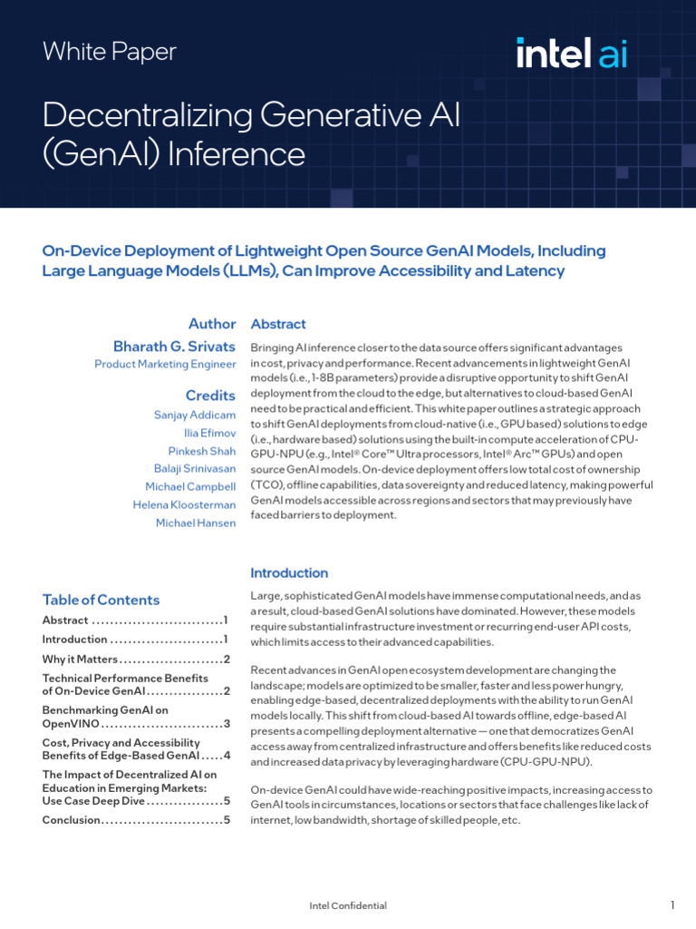 Decentralizing Generative Ai Inference on Device White Paper | PDF ...