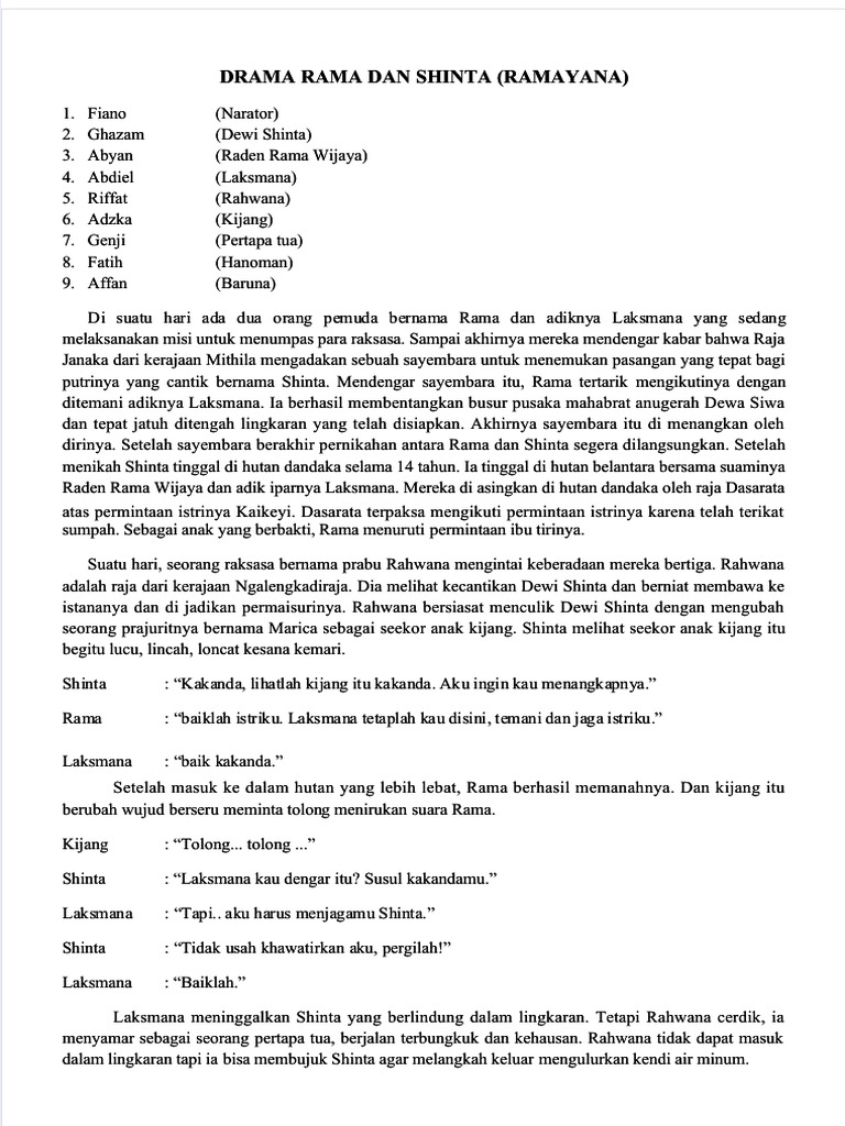 Drama Ramayana: Kisah Rama dan Shinta | PDF