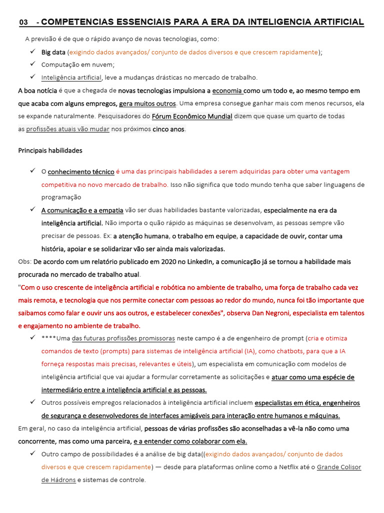 Competências para a Era da IA | PDF | Inteligência artificial ...