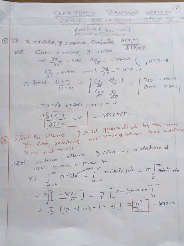 Mid 2 Key - Calculus | PDF