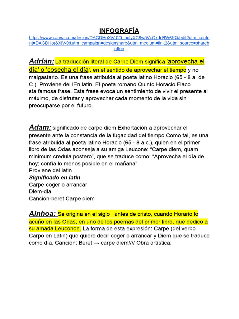 Significado y origen de Carpe Diem | PDF | Horacio | Perséfone