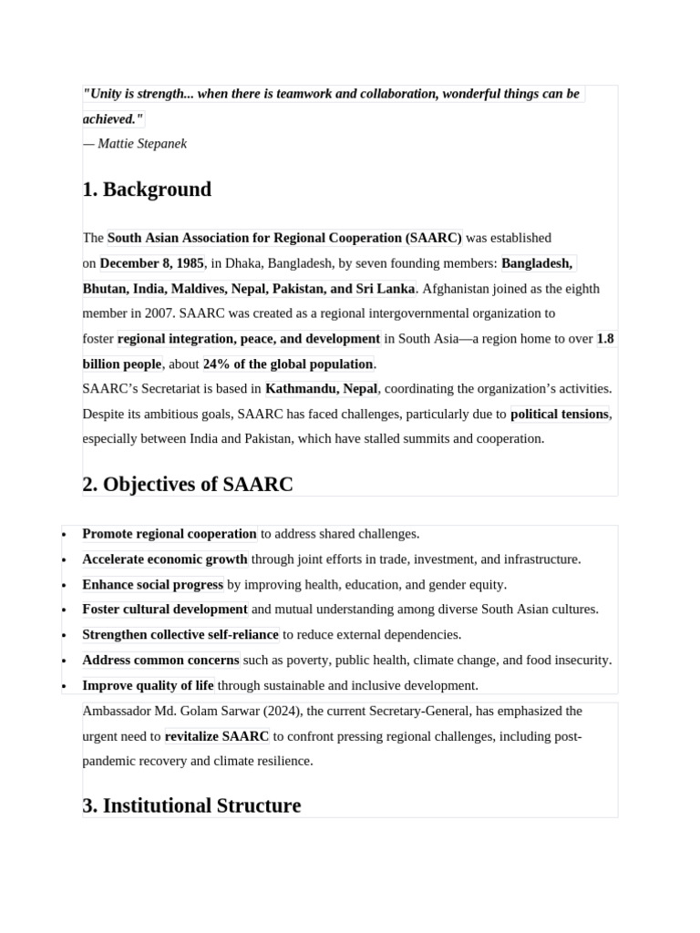 Revitalizing SAARC: Challenges & Strategies | PDF | Economies ...