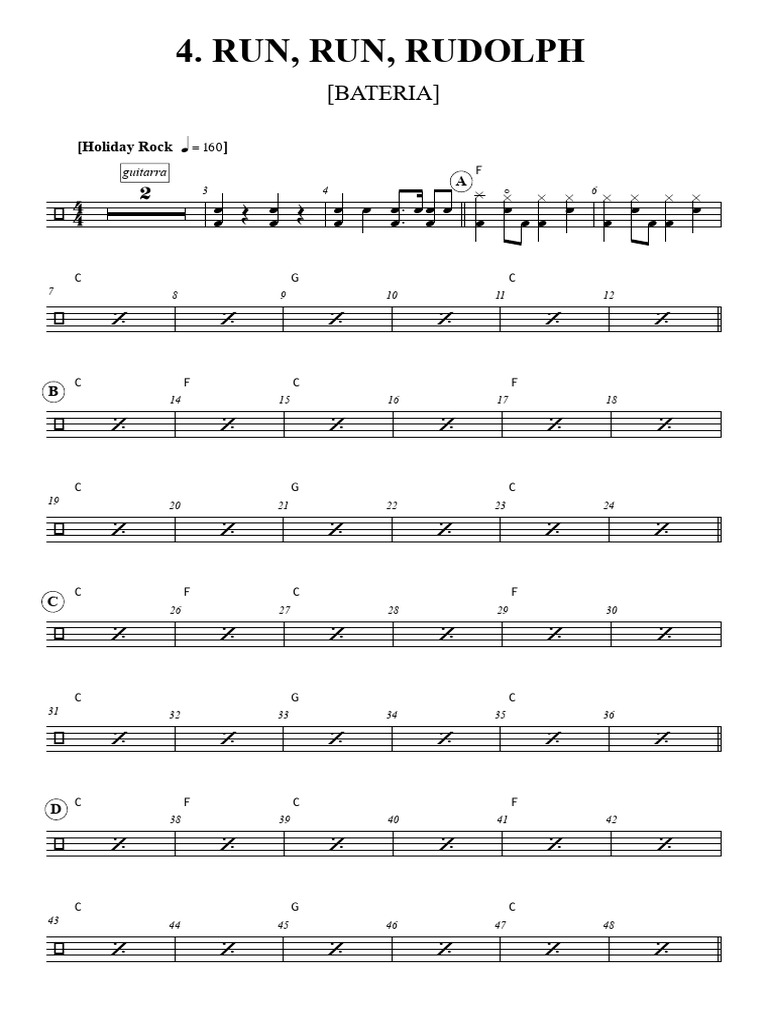 Run, Run, Rudolph - Rock Noel - Bateria | PDF