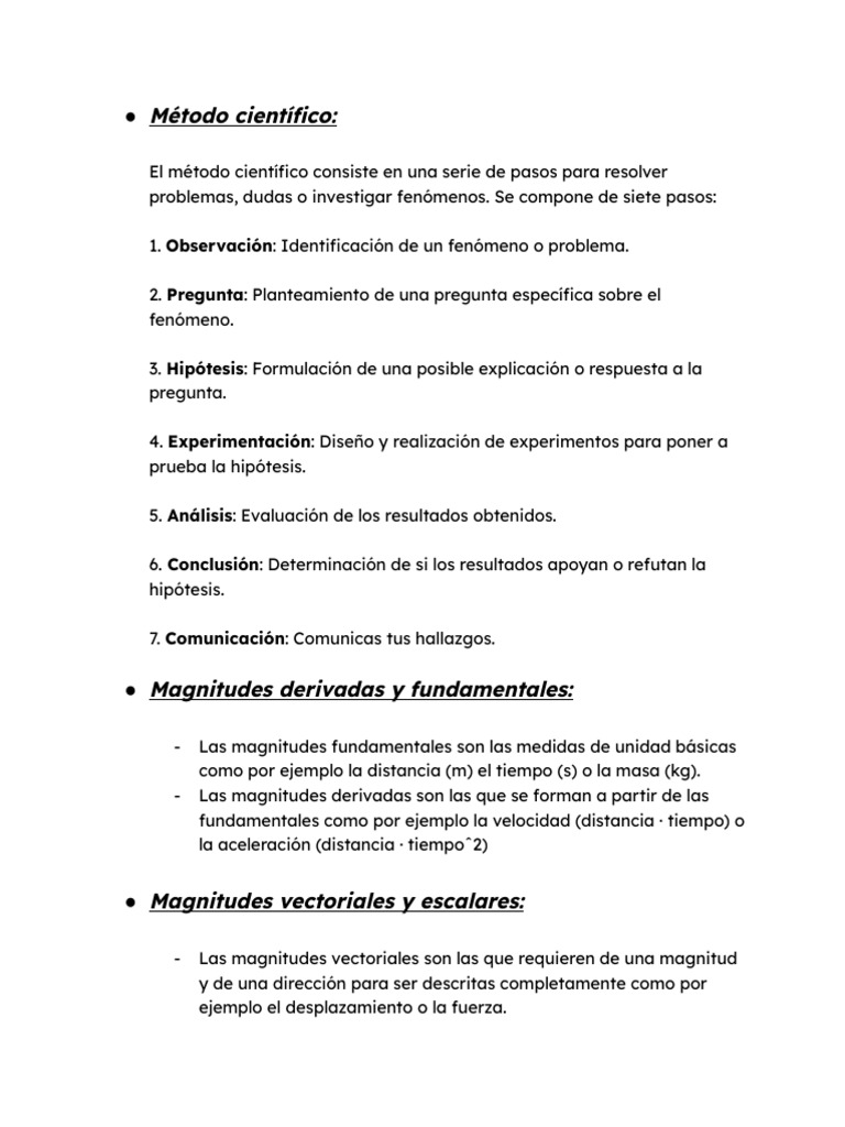 Apuntes de FyQ | PDF | Hipótesis | Medición