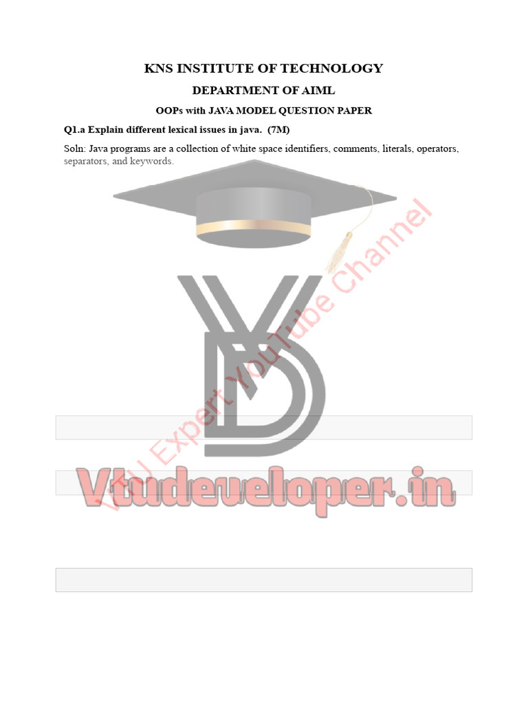 Java OOPs Model Question Paper | PDF | Inheritance (Object Oriented ...