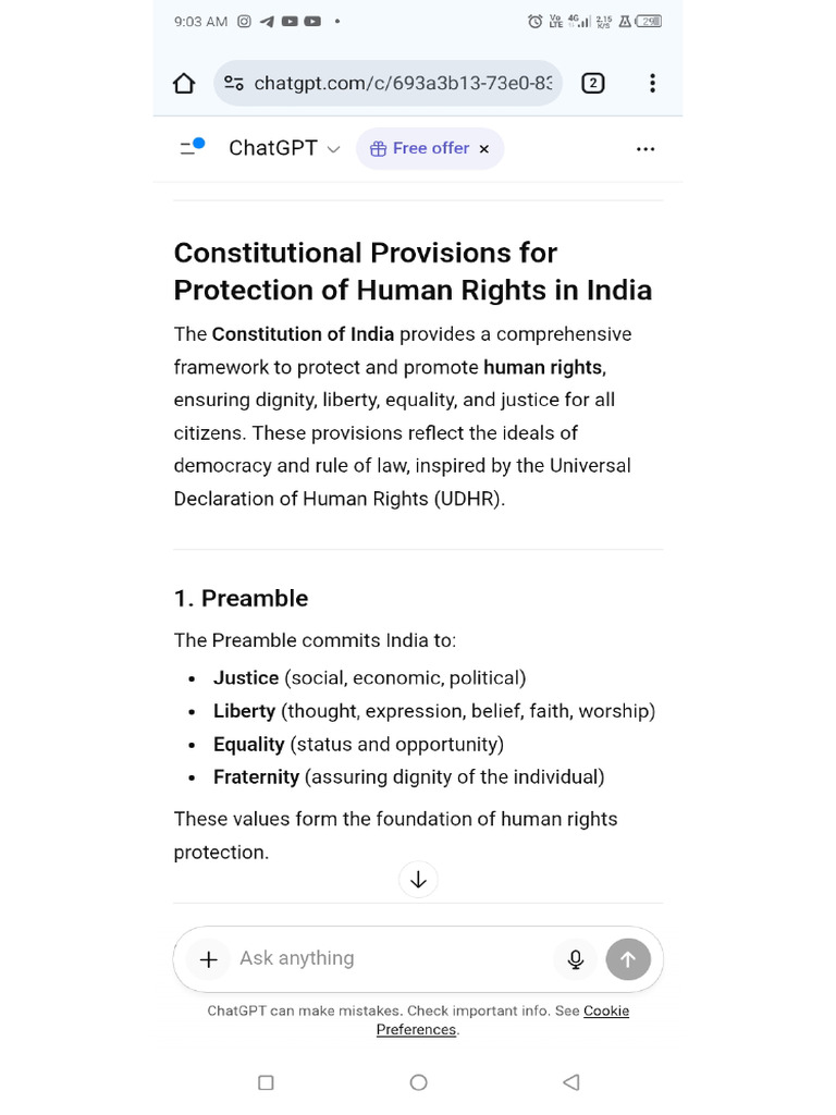 Constitutional Provision of Protection of Human Rights | PDF