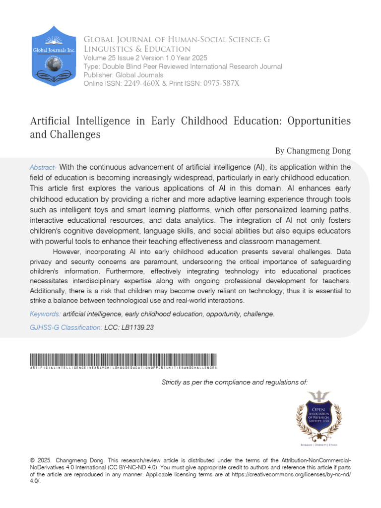 AI in Early Childhood Education: Pros & Cons | PDF | Intelligence (AI ...