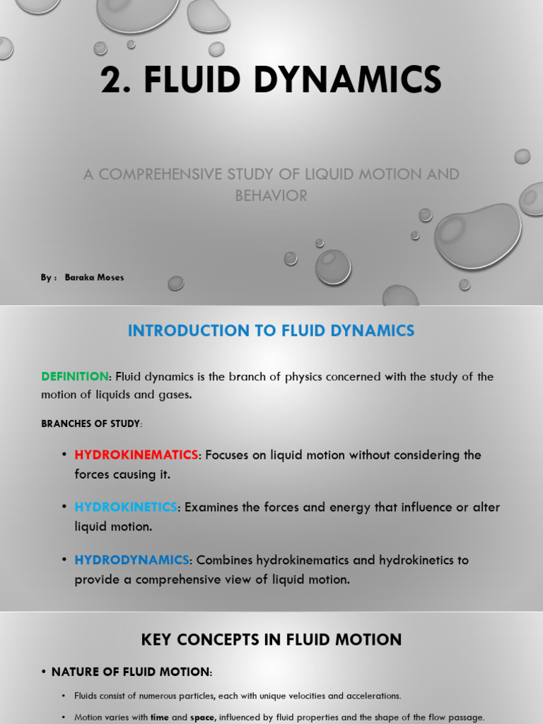 Fluid Dynamics: Key Concepts Explained | PDF | Fluid Dynamics | Fluid ...