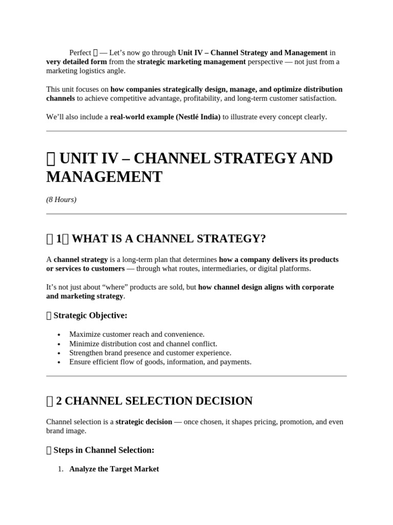 Channel Strategy and Management Insights | PDF | Retail | Marketing