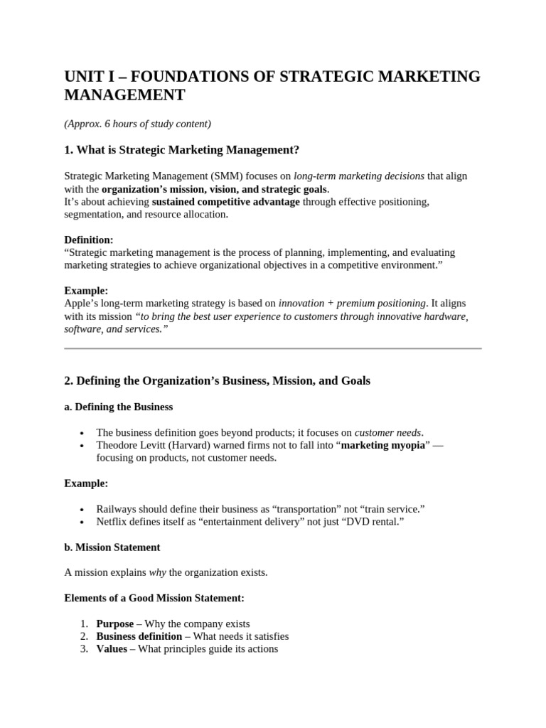 Foundations of Strategic Marketing Management | PDF | Marketing ...