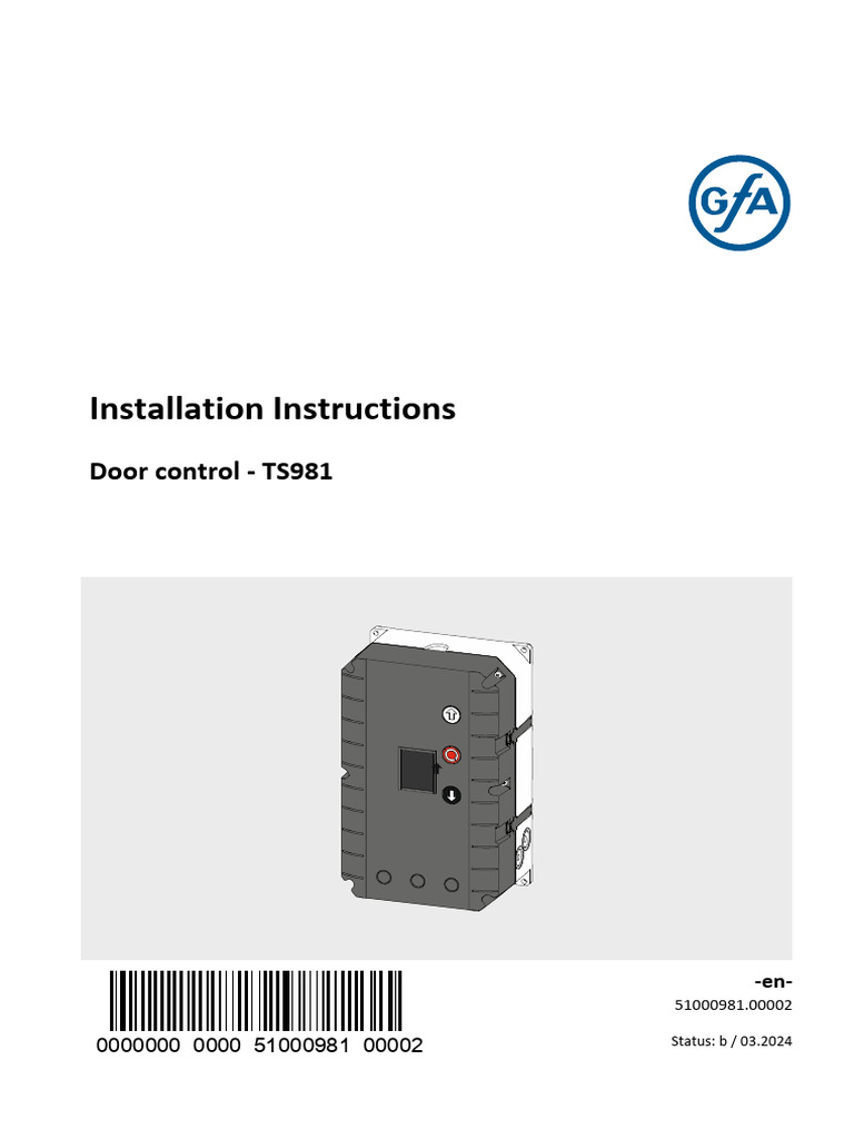 TS981 Door Control Installation Guide | PDF | Electrician | Humidity