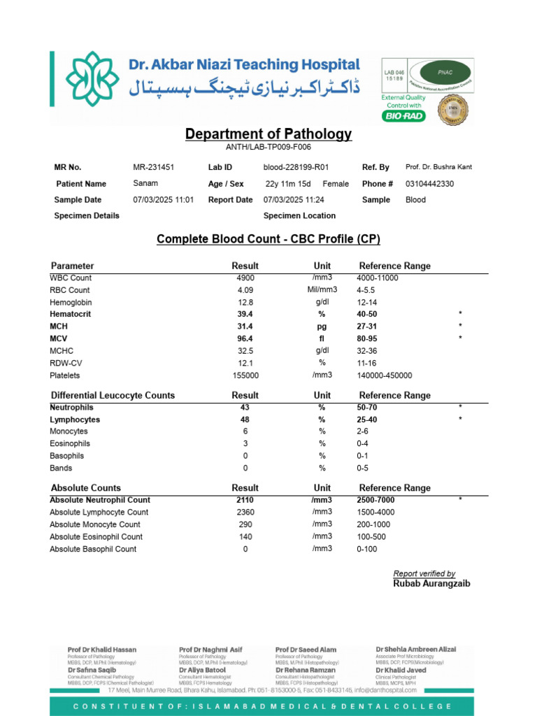 Complete Blood Count - CBC Profile (CP) 652995 | PDF | White Blood Cell ...