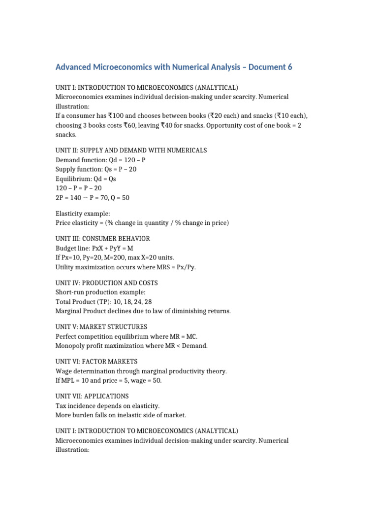 Advanced Microeconomics Concepts Explained | PDF | Microeconomics | Demand