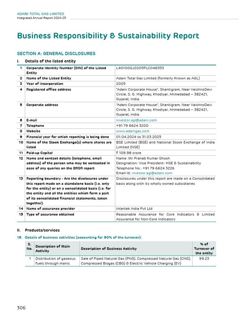 Business Responsibility Sustainability Report 2025 | PDF | Climate ...