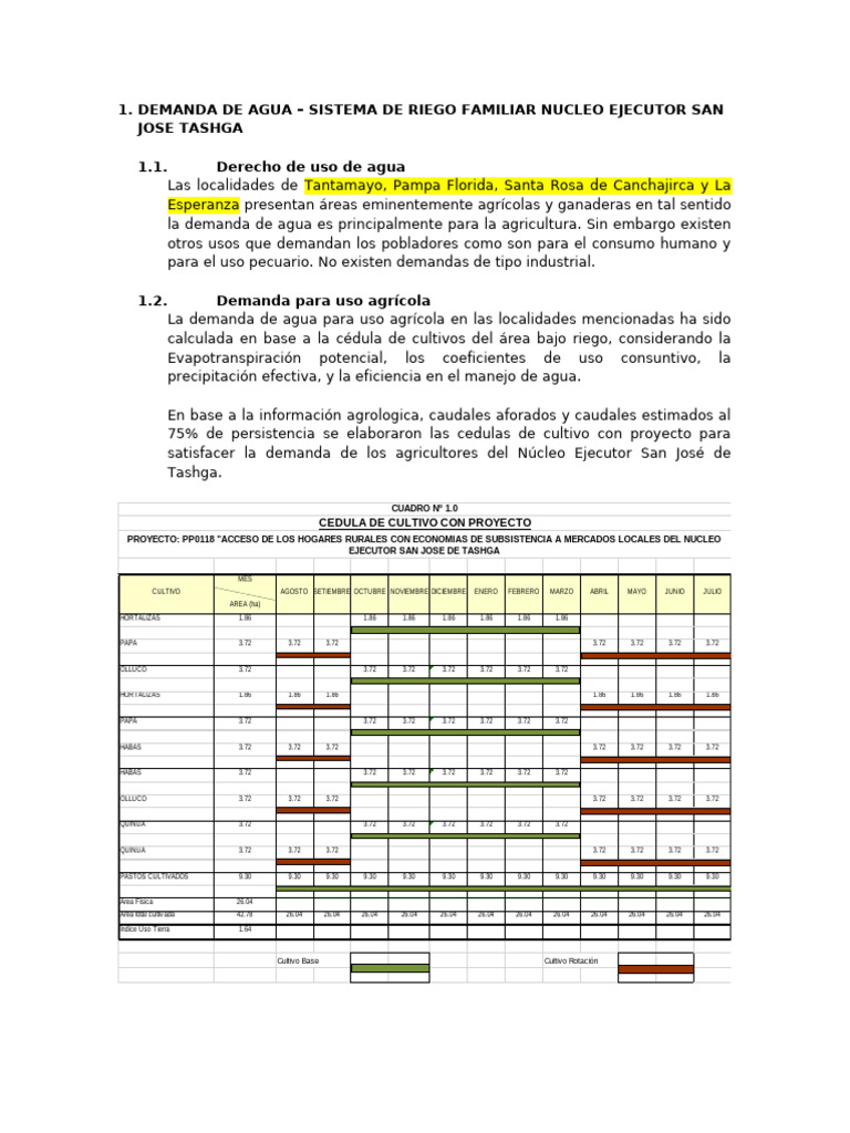 Demanda de Agua para Riego en Tashga | PDF | Evapotranspiración | Riego