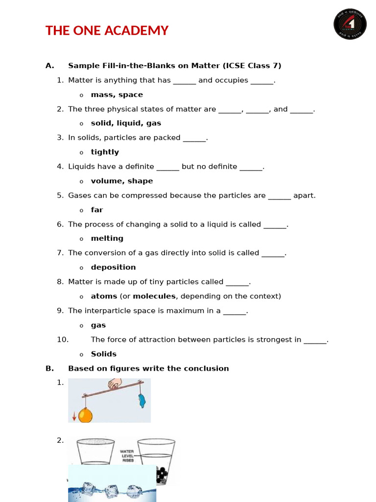 ICSE Class 7 Matter Study Guide | PDF | Gases | Liquids