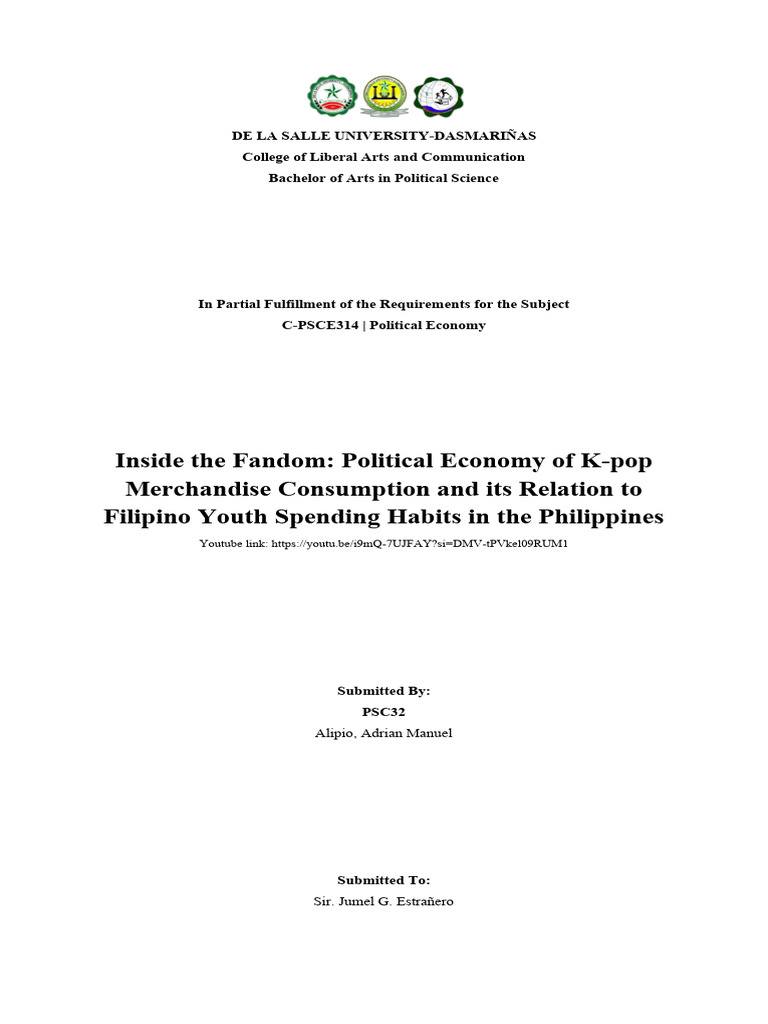 K-pop Merchandise Impact on Filipino Youth | PDF | Consumption ...