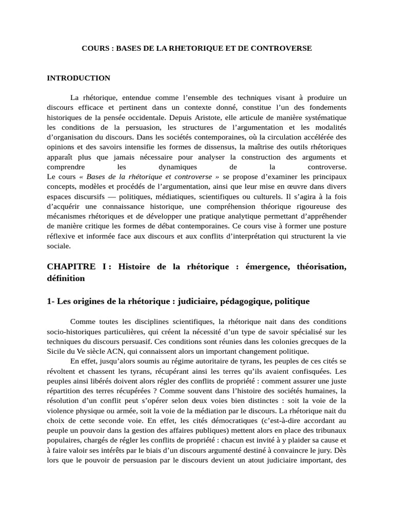 Bases de la rhétorique et controverse | PDF | Rhétorique | Platon