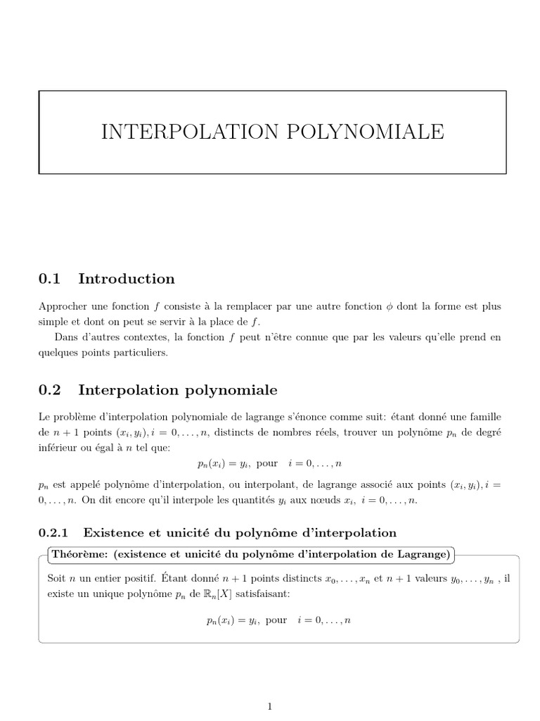Interpolation Polynomiale et Méthodes Associées | PDF | Polynôme