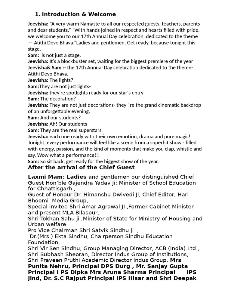 Annual Day Script Final -1 | PDF