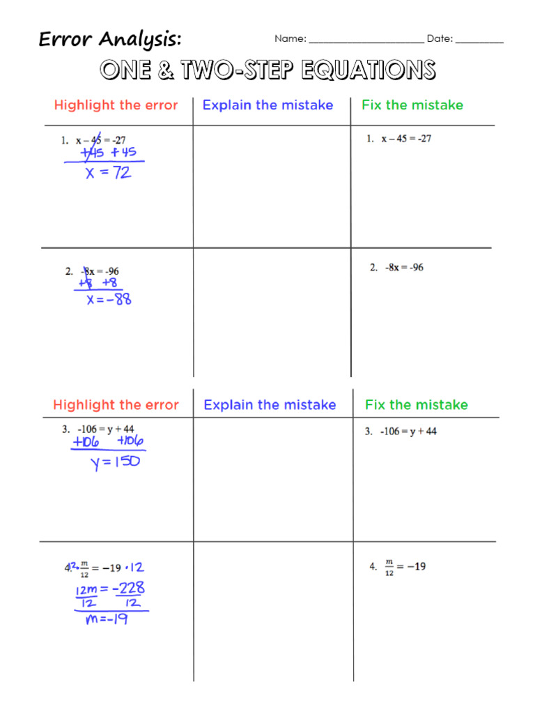 Error Analysis:: Name: - Date | PDF