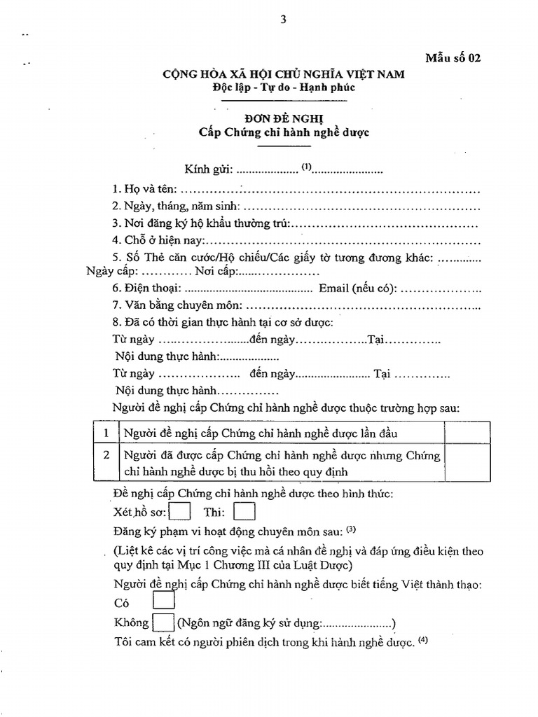 Đơn Đề Nghị Cấp Cchn | PDF