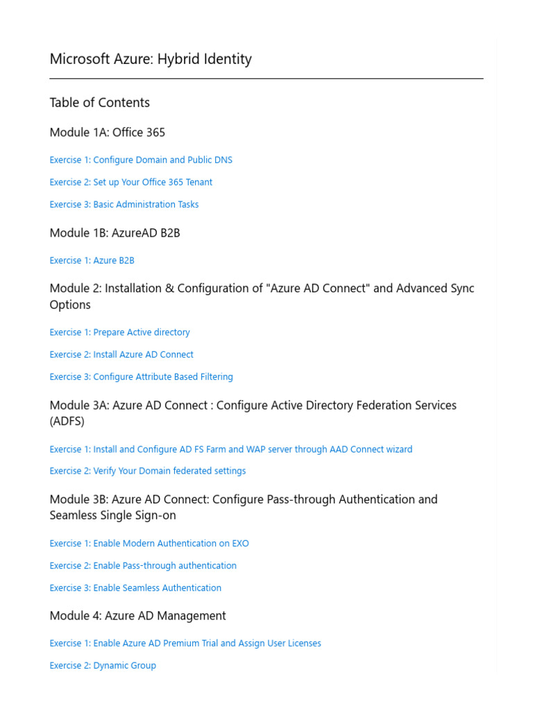 Azure Hybrid Identity Setup Guide | PDF | Active Directory | User ...