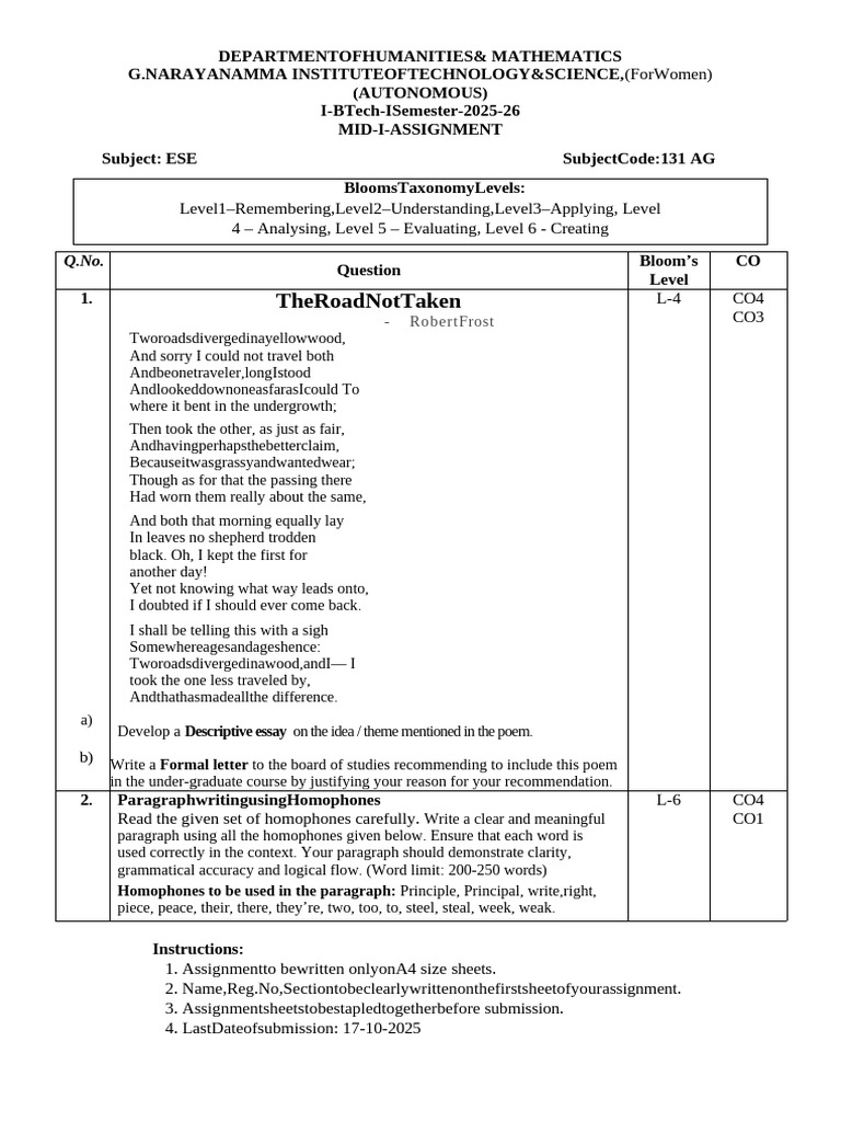 Bloom's Taxonomy Assignment Guide | PDF | Logic