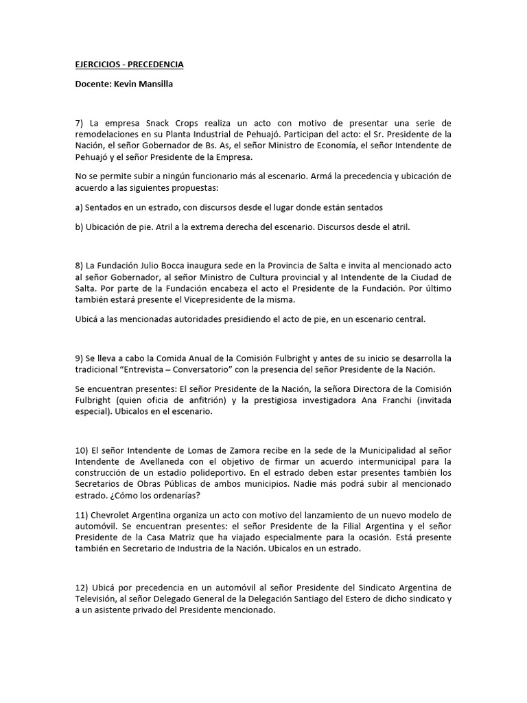 Ejercicios de Precedencia en Eventos | PDF
