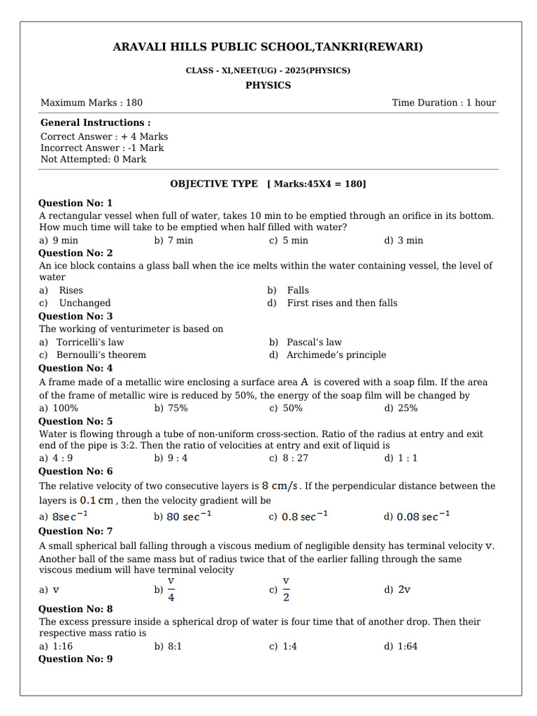 NEET 2025 Physics Practice Questions | PDF | Orbit | Gravity