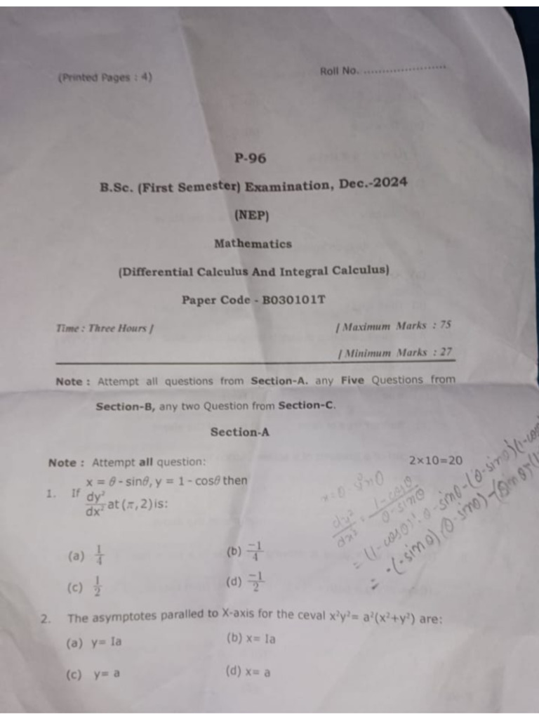 Math Previous Year Paper 2024 | PDF