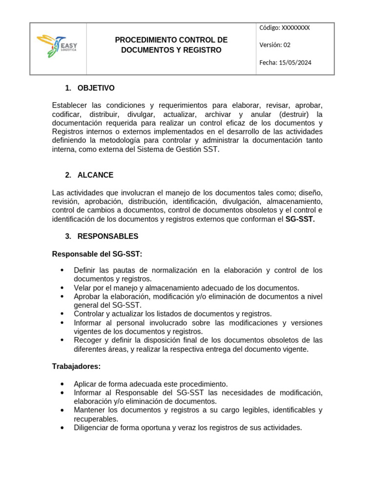 Control de Documentos SG-SST: Procedimiento | PDF | Documento | Información
