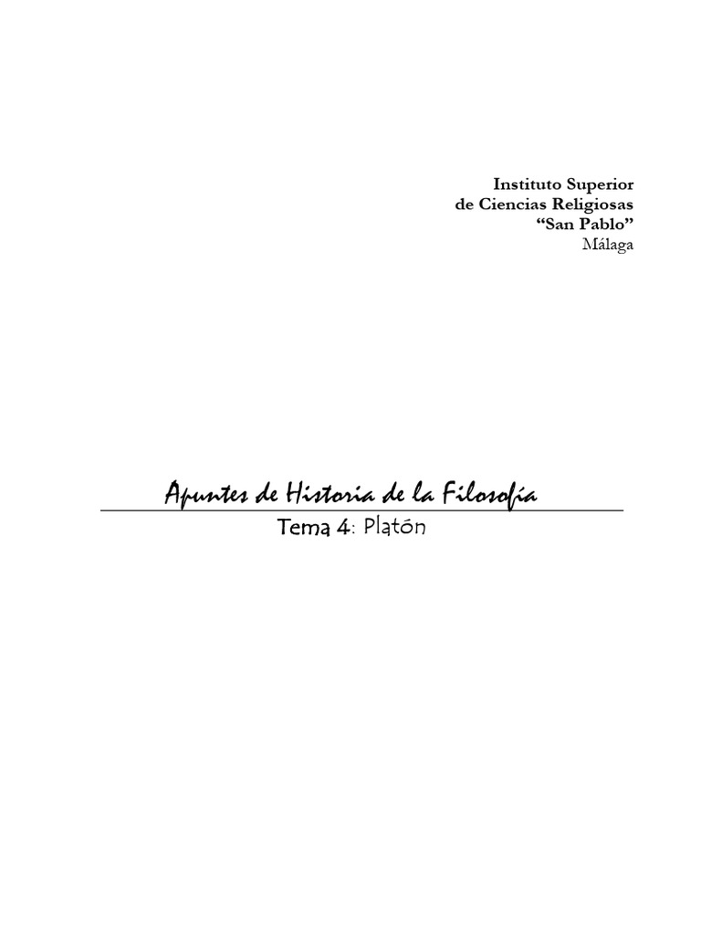TEMA 4 PLATÓN | PDF | Platón | Existencia