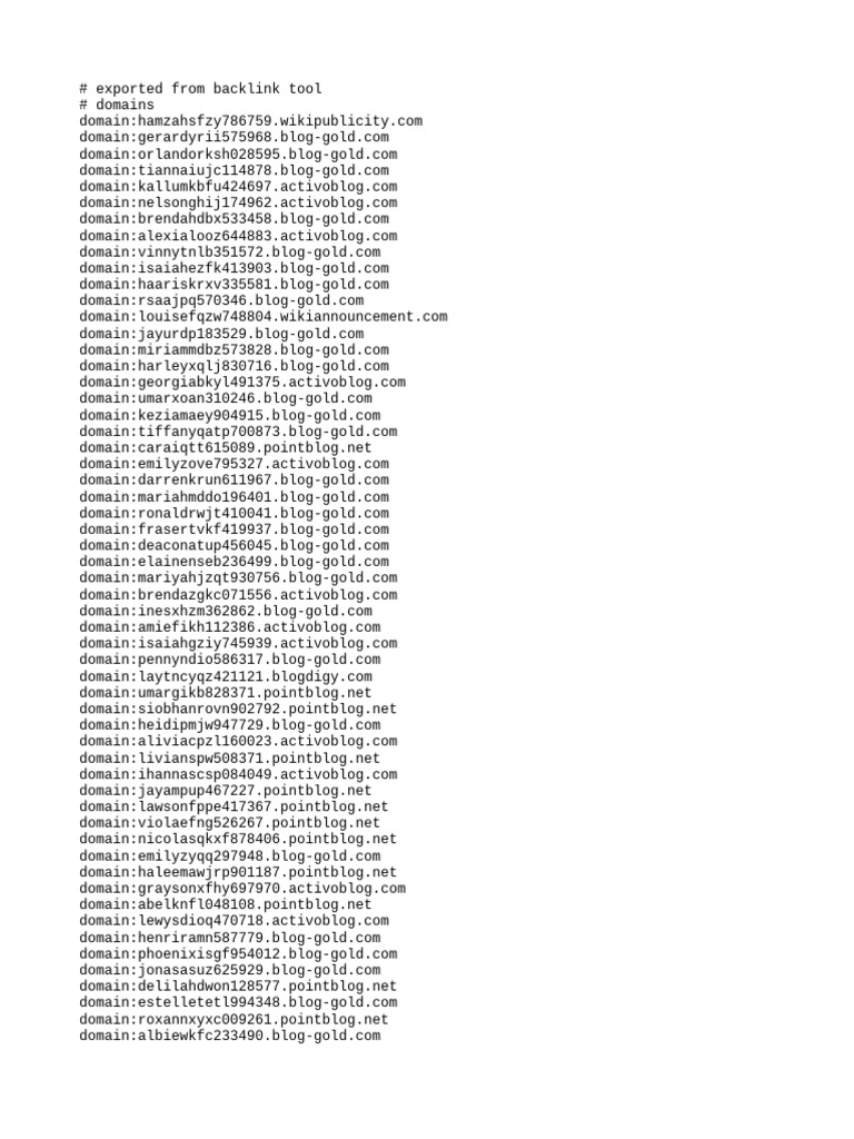 List of Backlink Domains | PDF