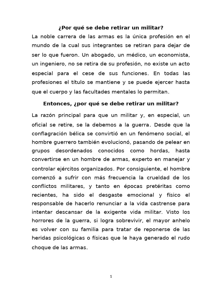 Razones del retiro militar explicado | PDF | Ciencia militar | Militar