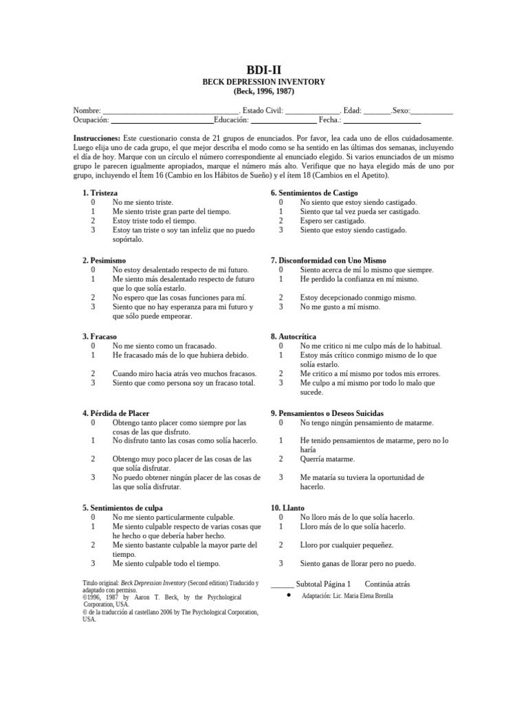 Bdi Ii | PDF