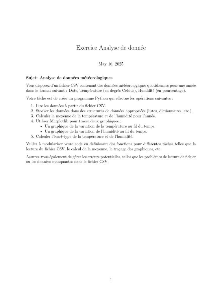 Analyse de données météorologiques en Python | PDF
