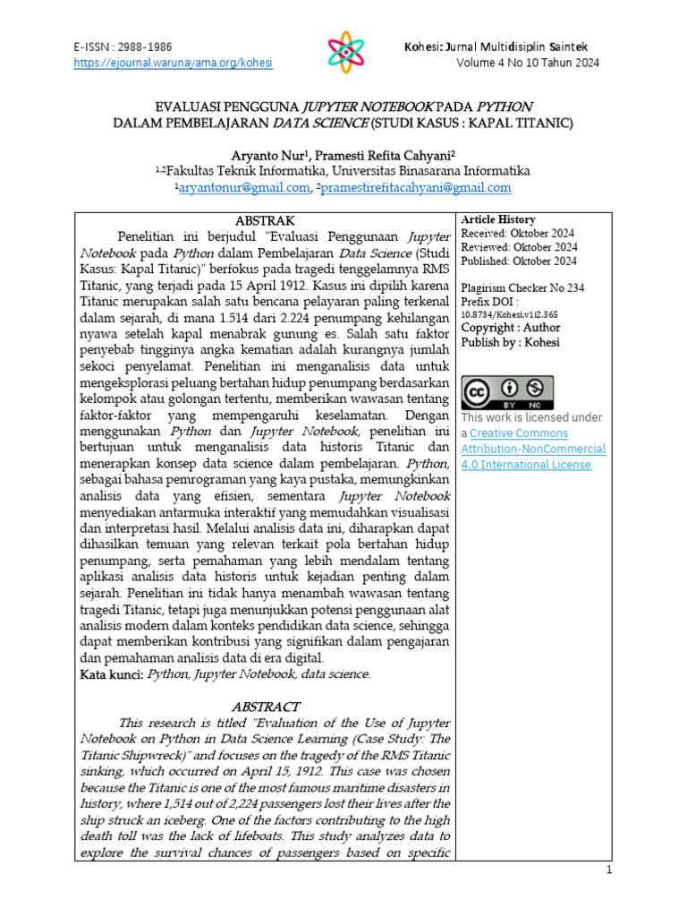 Evaluasi Jupyter Notebook dalam Data Science | PDF